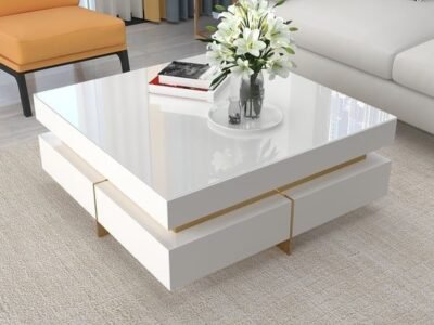 Table basse carré moderne blanc